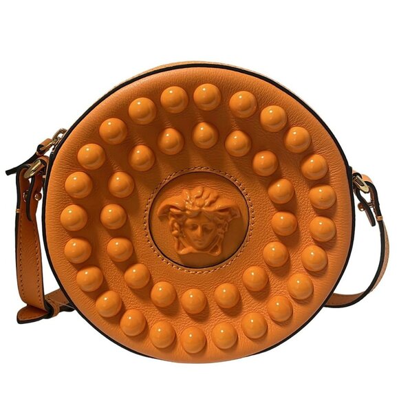 Auth VERSACE La Medusa - Orange Leather Plastic Shoulder Bag - Picture 1 of 8